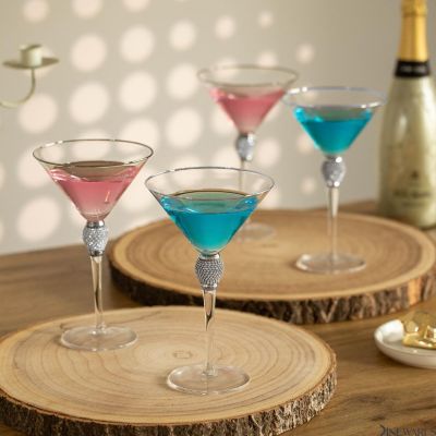 4 Piece Martini Glasses with SilverRim Image 3