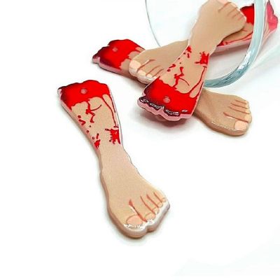 4 Pieces Acrylic Severed Leg Limb Charm Image 1