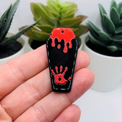 4 Pieces Black Coffin Charms Image 1