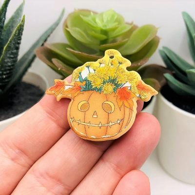 4 Pieces Halloween Pumpkin Basket Charm Image 1