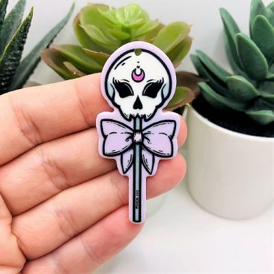 4 Pieces Halloween Skull Lollipop Charm Image 1