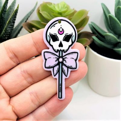 4 Pieces Halloween Skull Lollipop Charm Image 2
