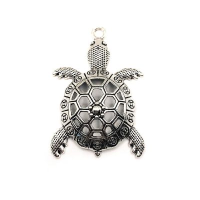 4 Pieces Large Silver Turtle Pendants Image 1