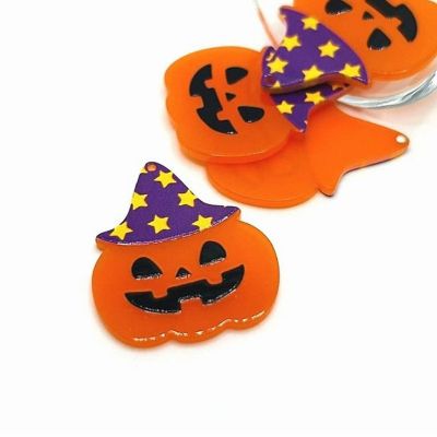 4 Pieces Witch Pumpkin Pendant Image 1