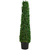 4' Pre-Lit Artificial Boxwood Cone Topiary Tree with Pot  Clear Lights Image 1