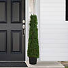 4' Pre-Lit Artificial Boxwood Cone Topiary Tree with Pot  Clear Lights Image 1