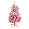 4' Pre-Lit Flocked Pink Pine Slim Artificial Christmas Tree - Clear Lights Image 1