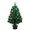 4' Pre-Lit Potted Fiber Optic Artificial Christmas Tree with Stars - Multicolor Lights Image 1
