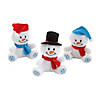 4" Snowflake Stuffed Happy Snowmen with Hats & Scarves- 12 Pc. Image 1