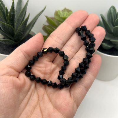 4 Strands 6x6mm Black Bicone Beads Image 2