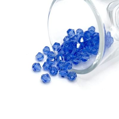 4 Strands 6x6mm Blue Bicone Beads Image 1