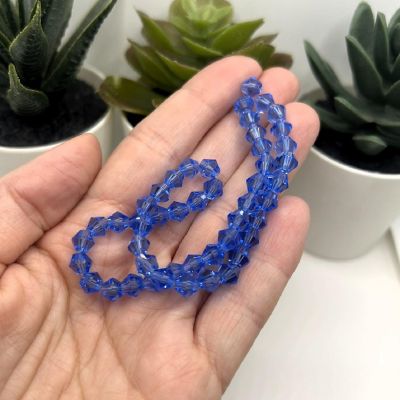 4 Strands 6x6mm Blue Bicone Beads Image 2