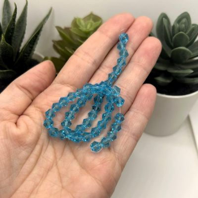 4 Strands 6x6mm Blue Bicone Beads Image 2