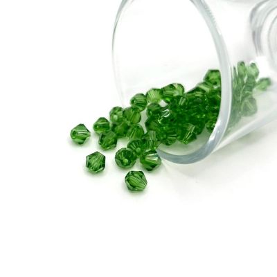 4 Strands 6x6mm Green Bicone Beads Image 1