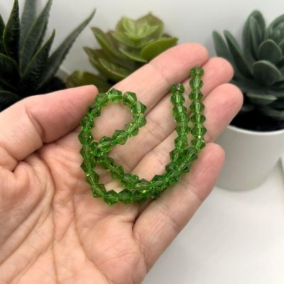 4 Strands 6x6mm Green Bicone Beads Image 2