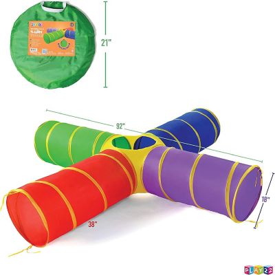 4-Way Play Tunnel Tent For Kids To Crawl Through 8 Feet - Kids Play Tunnels For Toddlers Indoor/Outdoor Pop Up Foldable Into A Carrying Bag Image 1