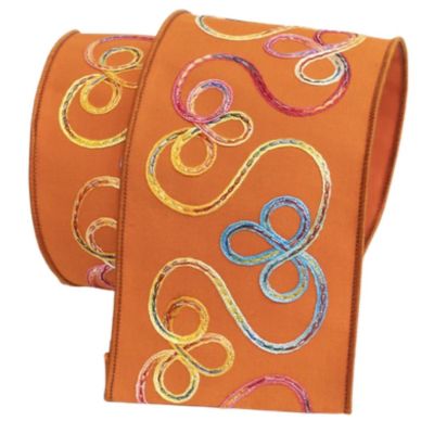 4" Whimsy Ribbon: Orange (10 Yards) Image 1