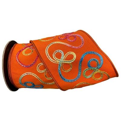 4" Whimsy Ribbon: Orange (10 Yards) Image 1