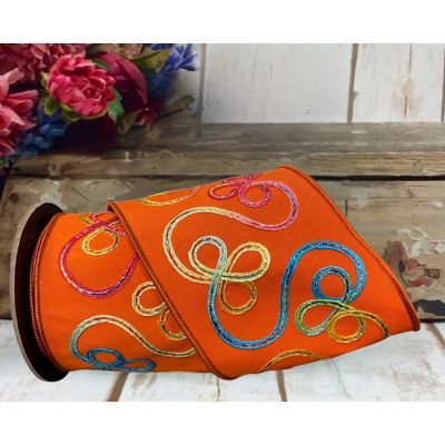 4" Whimsy Ribbon: Orange (10 Yards) Image 2