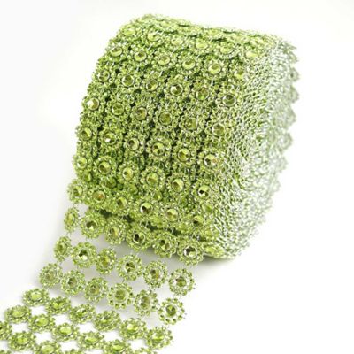 4" x 10 yards 30FT Apple Green Flower Mesh Wrap Image 1