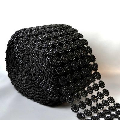 4" x 10 yards 30FT Black Flower Mesh Wrap Image 1