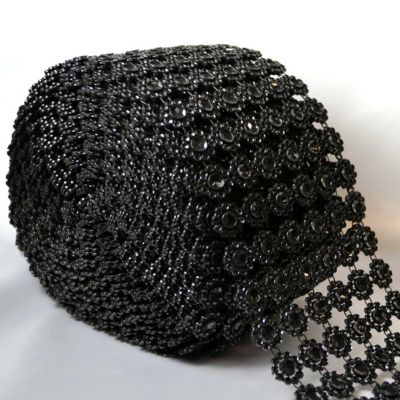 4" x 10 yards 30FT Black Flower Mesh Wrap Image 2