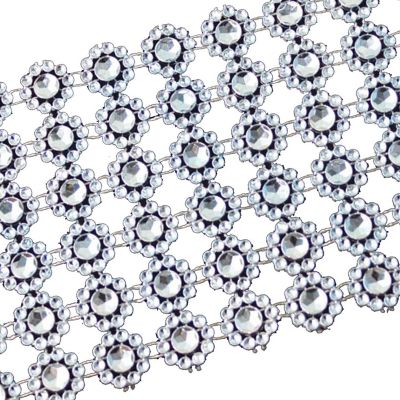 4" x 10 yards 30FT Blue Flower Mesh Wrap Image 1