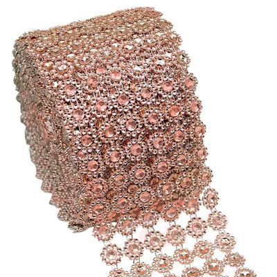 4" x 10 yards 30FT Blush Flower Mesh Wrap Image 1