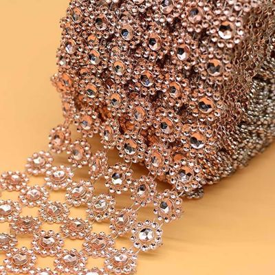 4" x 10 yards 30FT Blush Flower Mesh Wrap Image 1