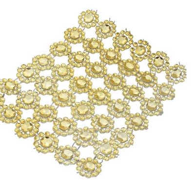 4" x 10 yards 30FT Gold Flower Mesh Wrap Image 1