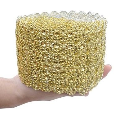 4" x 10 yards 30FT Gold Flower Mesh Wrap Image 2