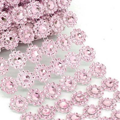 4" x 10 yards 30FT Pink Flower Mesh Wrap Image 1