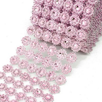 4" x 10 yards 30FT Pink Flower Mesh Wrap Image 2