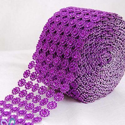 4" x 10 yards 30FT Purple Flower Mesh Wrap Image 1
