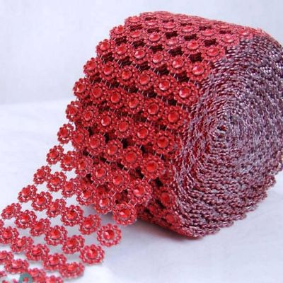 4" x 10 yards 30FT Red Flower Mesh Wrap Image 1
