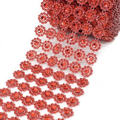 4" x 10 yards 30FT Red Flower Mesh Wrap Image 1