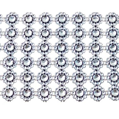 4" x 10 yards 30FT Silver Flower Mesh Wrap Image 1