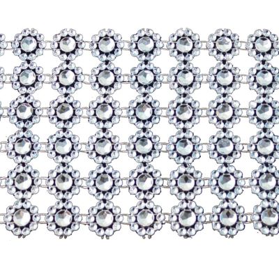 4" x 10 yards 30FT Silver Flower Mesh Wrap Image 2