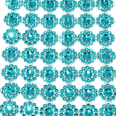 4" x 10 yards 30FT Turquoise Flower Mesh Wrap Image 1