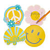 4" x 4" Groovy Party Flower, Smiley Face, Sunshine & Peace Sign Sticky Notes - 12 Pc. Image 1