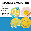 4" x 4" Groovy Party Flower, Smiley Face, Sunshine & Peace Sign Sticky Notes - 12 Pc. Image 1