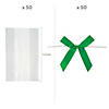 4" x 5 1/2" Bulk Small Clear Cellophane Bags with Green Bow Kit for 50 Image 1
