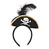 4" x 5 1/2" Skull & Crossbones Pirate Hat-Topped Black Polyester Headband Image 1