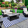 4' x 6' Blue and White Striped Rectangular Outdoor Area Rug Image 1