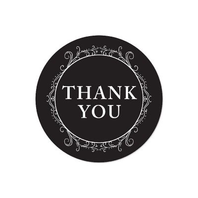 40 Black Filigree Circle Thank You Image 1