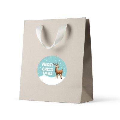 40 Christmas Deer Aqua Snowflake Labels Image 1