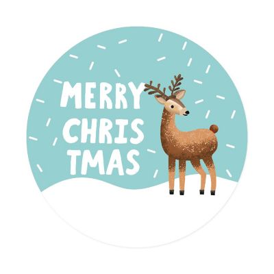40 Christmas Deer Aqua Snowflake Labels Image 3