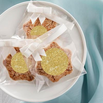40 GOLD GLITTER WHIMSICAL TO/FROM LABELS Image 1