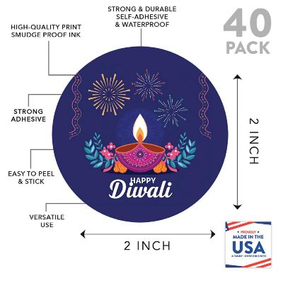 40 Happy Diwali Stickers Assorted Design Image 2