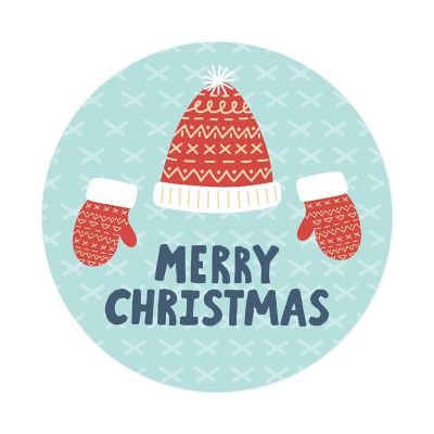 40 Merry Christmas Red Cap/Mitten Label Image 3